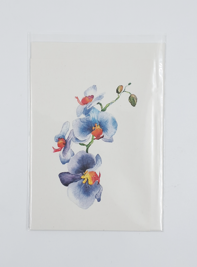 Wenskaart orchidee blauw (F11054)
