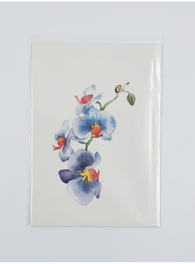 Wenskaart orchidee blauw (F11054)