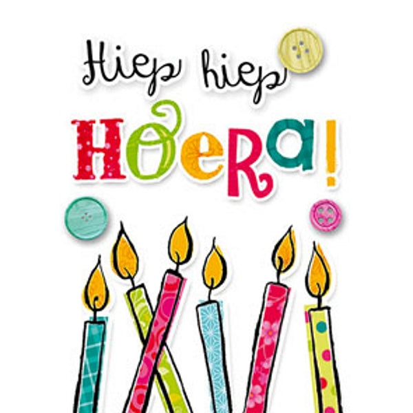 Wenskaart hiep hiep hoera (F11056)