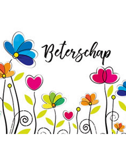 Wenskaart beterschap, bloemetjes (F11059)