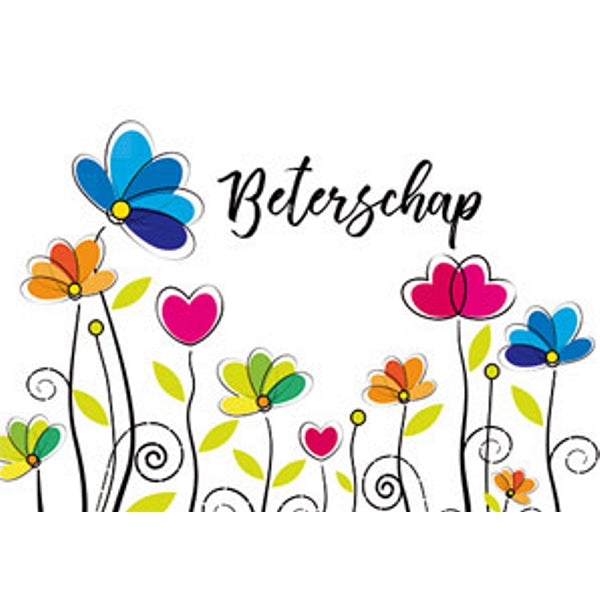 Wenskaart beterschap, bloemetjes (F11059)
