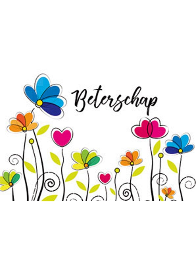 Wenskaart beterschap, bloemetjes (F11059)