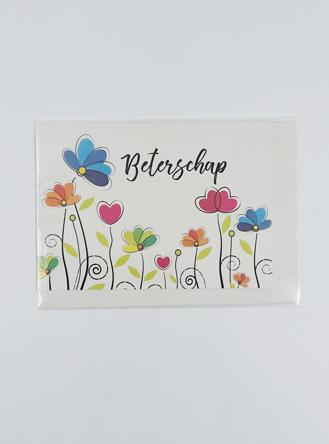 Wenskaart beterschap, bloemetjes (F11059)