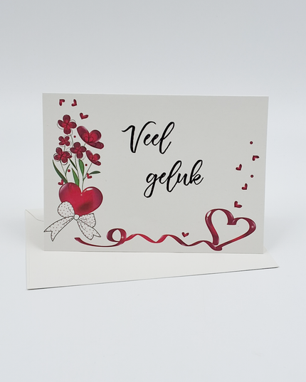 Greeting card good luck, heart/bow (F11060)