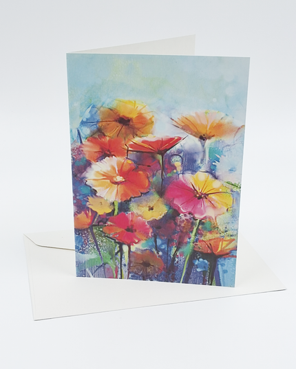 Greeting card gerbera orange/pink/yellow (F11063)