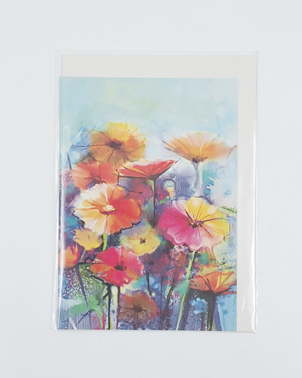 Greeting card gerbera orange/pink/yellow (F11063)