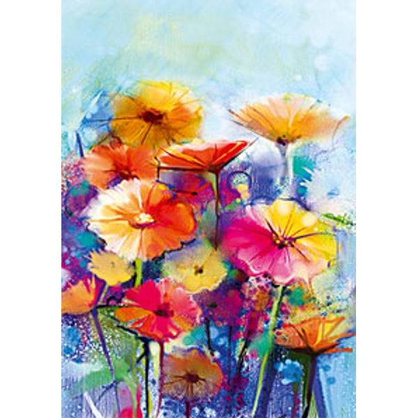 Wenskaart gerbera oranje/roze/geel (F11063)
