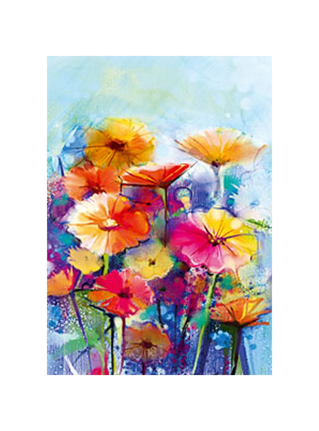 Wenskaart gerbera oranje/roze/geel (F11063)