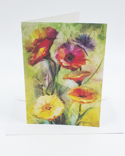 Wenskaart gerbera rood/geel (F11064)
