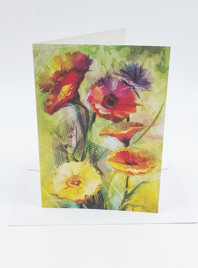 Wenskaart gerbera rood/geel (F11064)