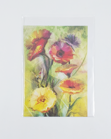 Wenskaart gerbera rood/geel (F11064)