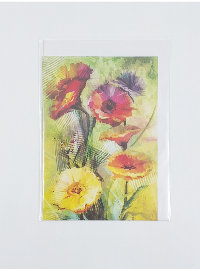 Wenskaart gerbera rood/geel (F11064)