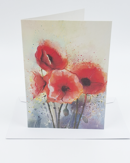 Greeting card poppies red (F11065)