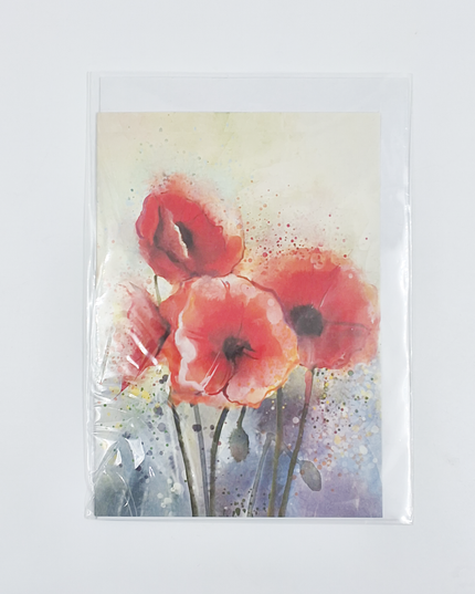 Greeting card poppies red (F11065)