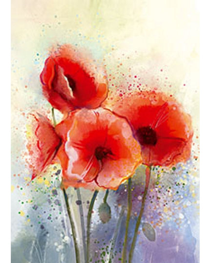 Greeting card poppies red (F11065)