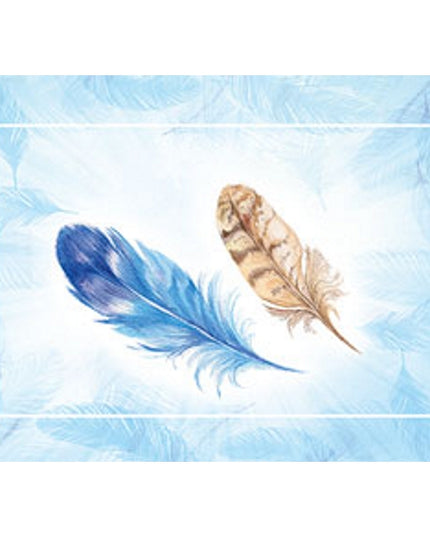 Greeting card feathers blue (F11068)