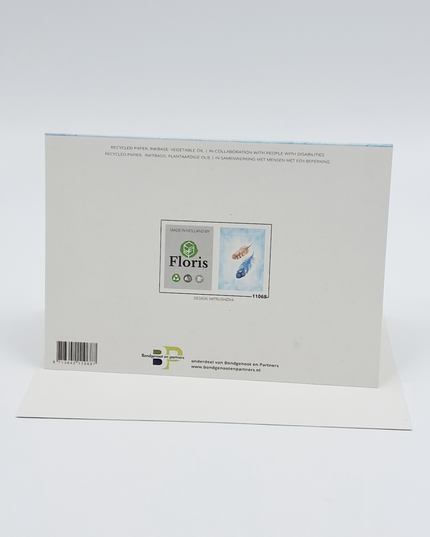 Greeting card feathers blue (F11068)