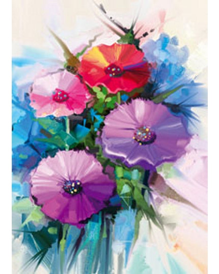 Wenskaart lentebloemen paars rood (F11074)