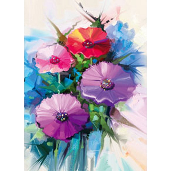 Wenskaart lentebloemen paars rood (F11074)