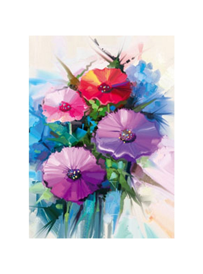 Greeting card spring flowers purple red (F11074)