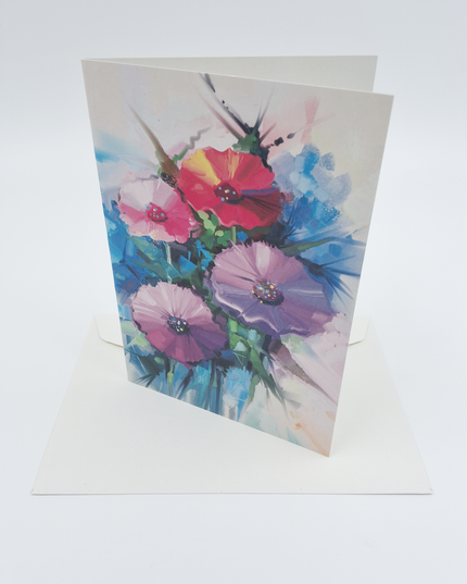 Wenskaart lentebloemen paars rood (F11074)