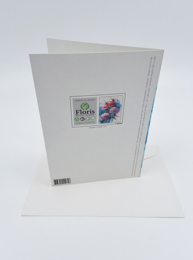 Wenskaart lentebloemen paars rood (F11074)