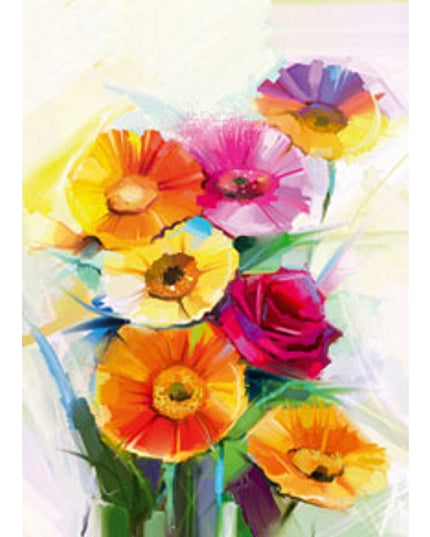 Greeting card spring flowers orange red (F11075)