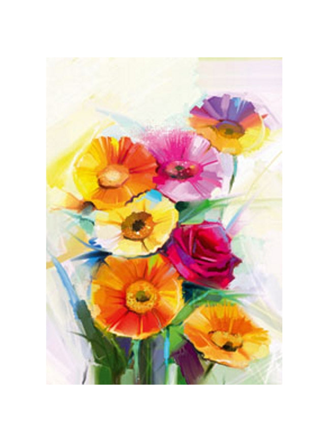 Greeting card spring flowers orange red (F11075)