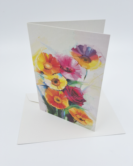 Greeting card spring flowers orange red (F11075)