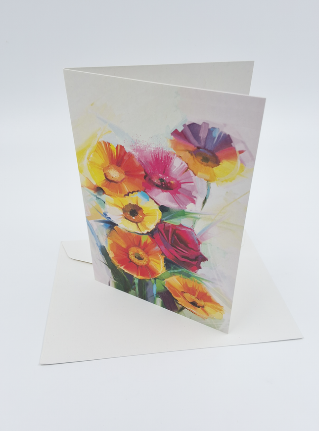 Wenskaart lentebloemen oranje rood (F11075)