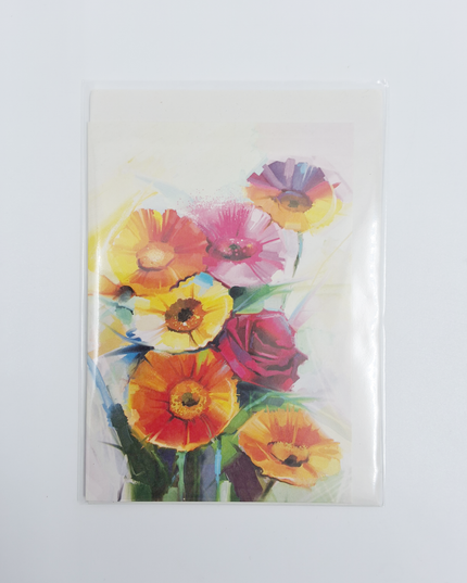 Greeting card spring flowers orange red (F11075)