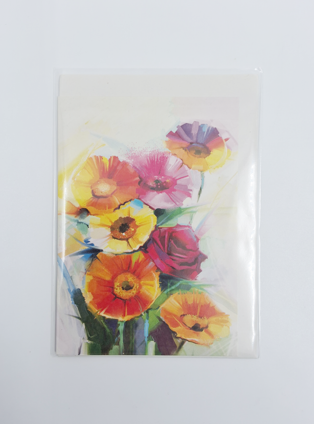 Wenskaart lentebloemen oranje rood (F11075)