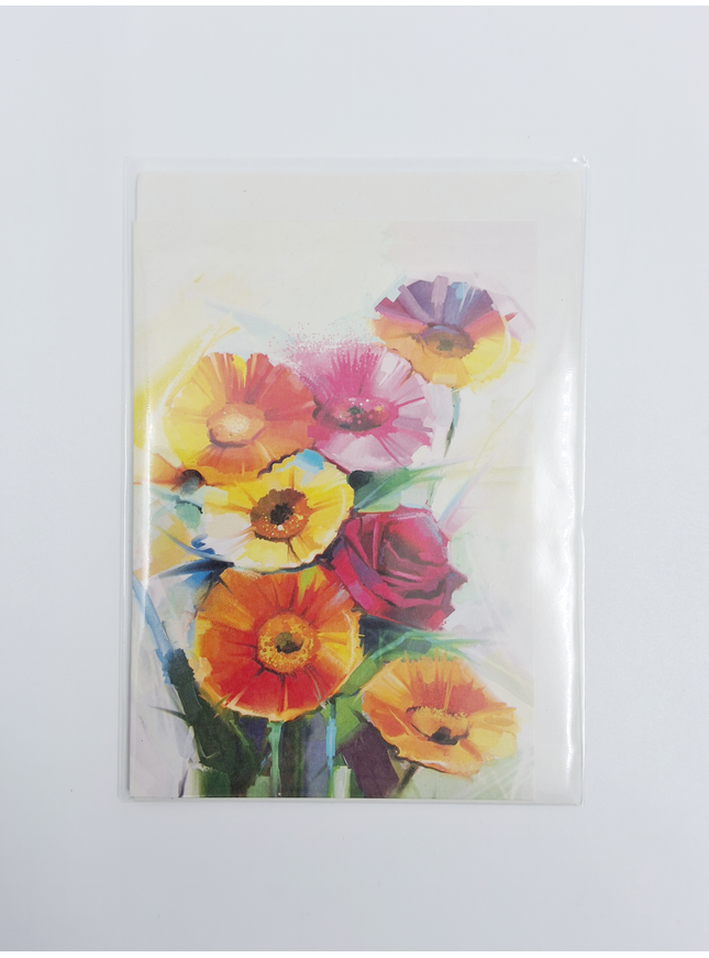 Greeting card spring flowers orange red (F11075)
