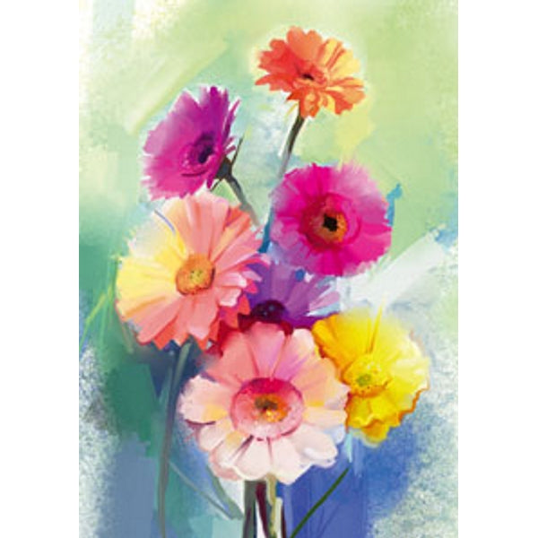 Wenskaart lentebloemen roze geel (F11076)