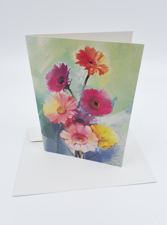 Wenskaart lentebloemen roze geel (F11076)