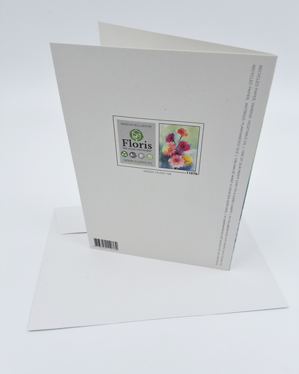 Greeting card spring flowers pink yellow (F11076)