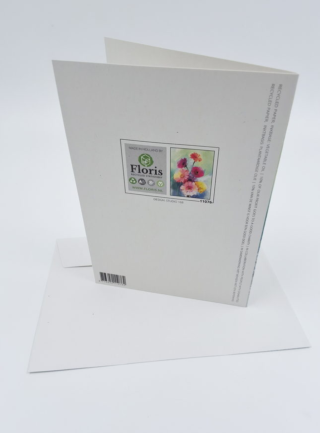 Wenskaart lentebloemen roze geel (F11076)