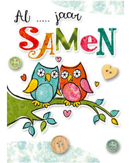 Greeting card owls, ... years together (F11081)