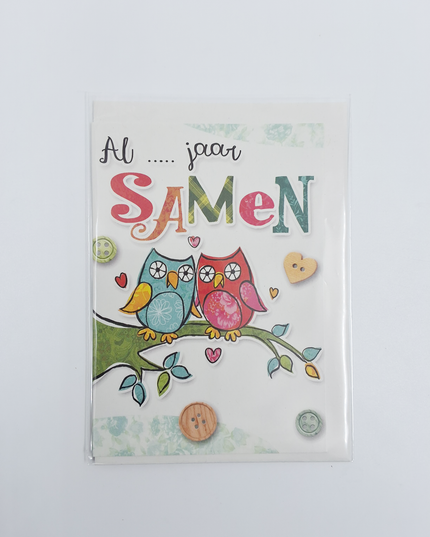 Greeting card owls, ... years together (F11081)
