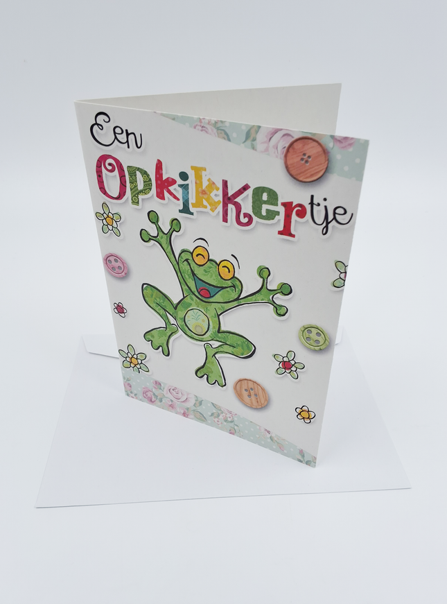 Wenskaart kikker, een opkikkertje (F11082)