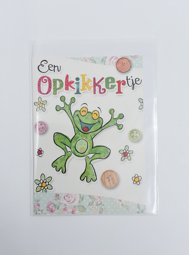Wenskaart kikker, een opkikkertje (F11082)