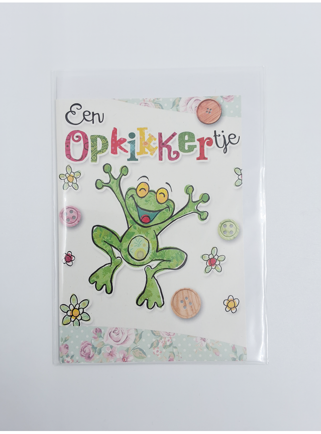 Wenskaart kikker, een opkikkertje (F11082)