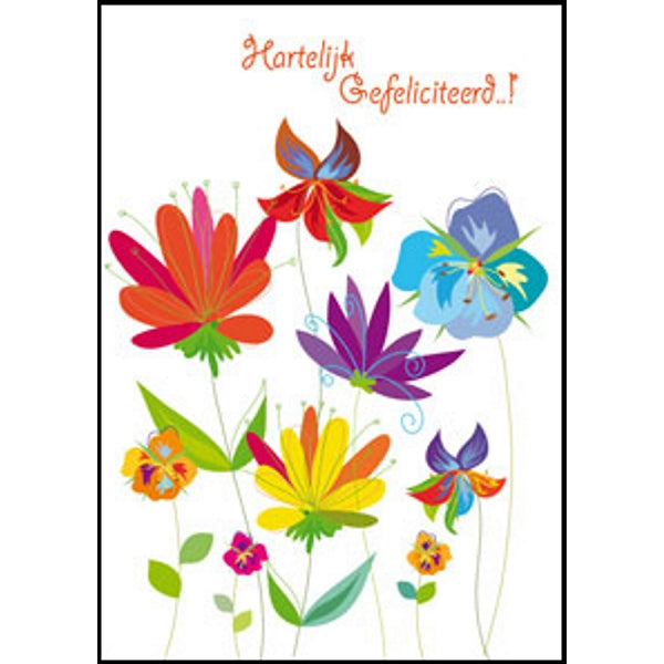 Wenskaart bloemen, hartelijk gefeliciteerd (F11083)