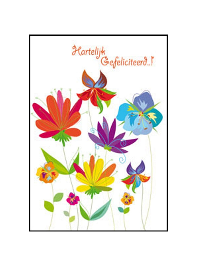 Wenskaart bloemen, hartelijk gefeliciteerd (F11083)