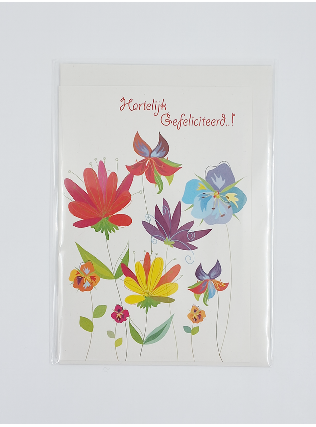 Wenskaart bloemen, hartelijk gefeliciteerd (F11083)