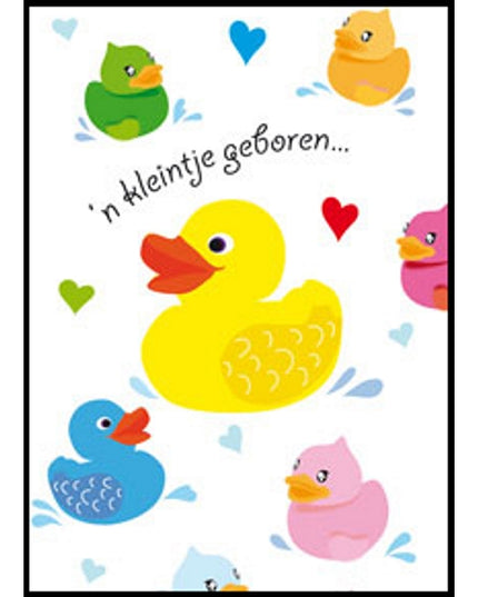 Wenskaart eenden 'n kleintje geboren…' (F11084)