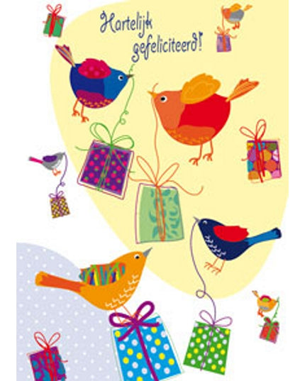 Greeting card birds gifts, congratulations (F11087)