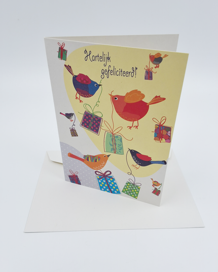 Greeting card birds gifts, congratulations (F11087)