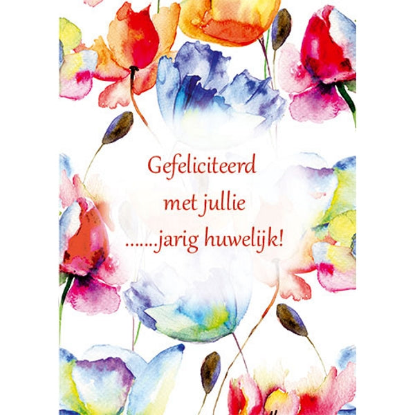Wenskaart bloemen, gefeliciteerd met jullie … jarig huwelijk (F11090)
