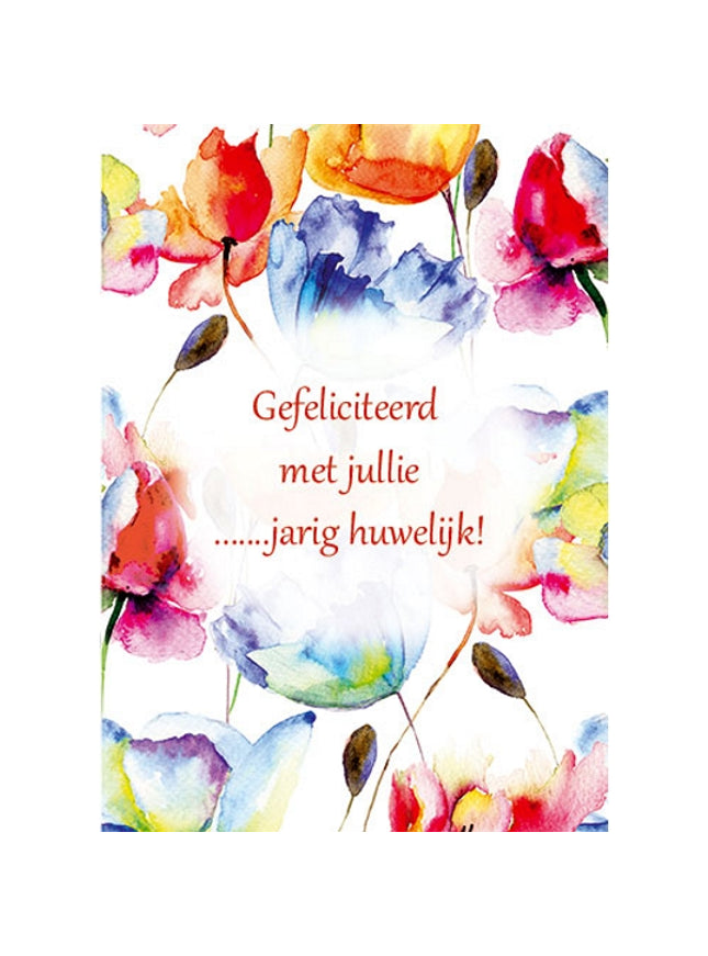 Wenskaart bloemen, gefeliciteerd met jullie … jarig huwelijk (F11090)